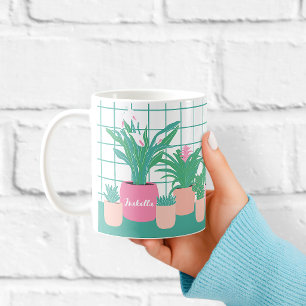 Café Taza Personalizada con Nombre de Plantas de Interi