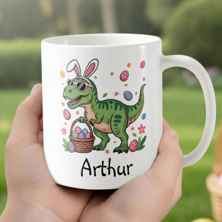 Café Taza personalizada con nombre del conejo de Pascua