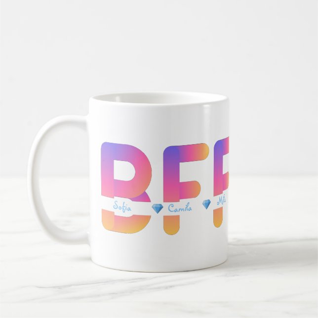 Café Taza personalizada con nombres de amigas (Izquierda)