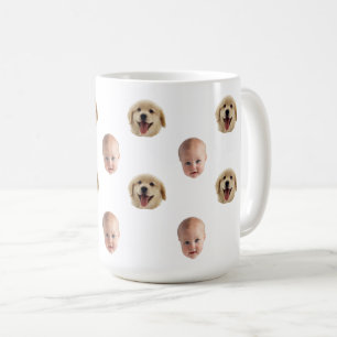 Café Taza Personalizada con Rostro de Familia Adorable 