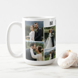Café Taza personalizada de 10 fotos con nombre de parej