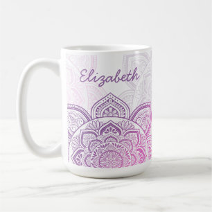 Café Taza Personalizada de 15 oz. Rosaline Mandala
