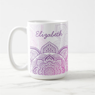 Café Taza Personalizada de 15 oz. Rosaline Mandala