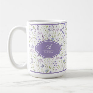Café Taza personalizada de acuarela de flores silvestre