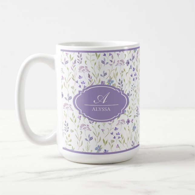 Café Taza personalizada de acuarela de flores silvestre (Izquierda)