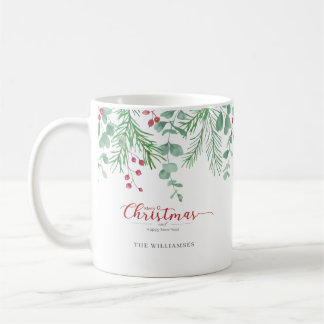 Café Taza personalizada de acuarela de vegetación de Na