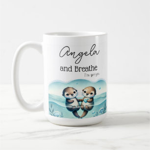 Café Taza personalizada de amistad de nutria y respira