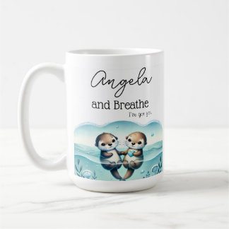Café Taza personalizada de amistad de nutria y respira