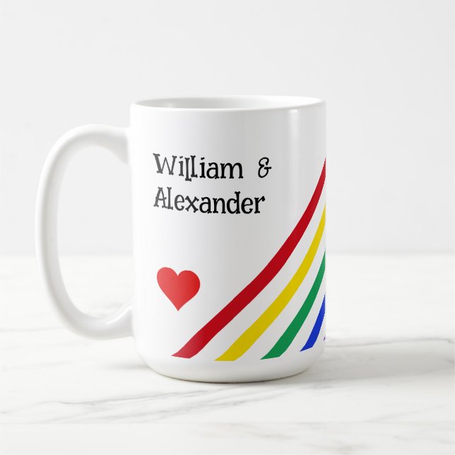 Café Taza Personalizada de Amor con Corazones y Rayas d (Izquierda)