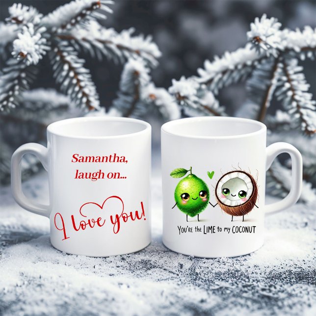Café Taza Personalizada de Amor de Comida de Dibujos An (Funny Cartoon Food Love Mug Personalized Valentine)