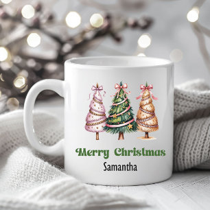 Café Taza Personalizada de árboles de Navidad con diseñ
