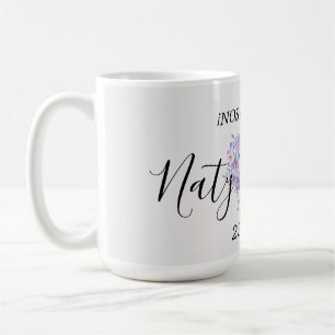 Café Taza Personalizada de Boda en Tonos Lilas