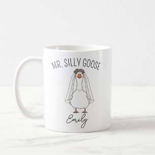 Café Taza personalizada de boda Sr. y Sra. Silly Goose