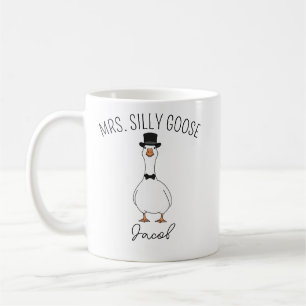 Café Taza personalizada de boda Sr. y Sra. Silly Goose