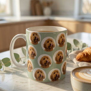 Café Taza personalizada de cara de mascota verde salvia