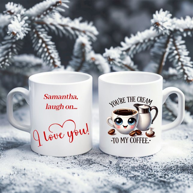 Café Taza Personalizada de Comida con Mensaje de Amor (Personalized Food Pun Mug Cute I Love You Gift)