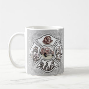Café Taza personalizada de cruz de Malta para bomberos
