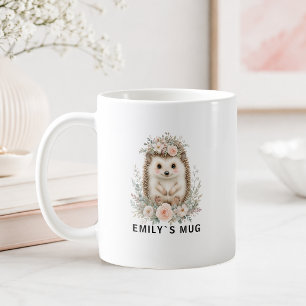 Café Taza personalizada de erizo del bosque con nombre