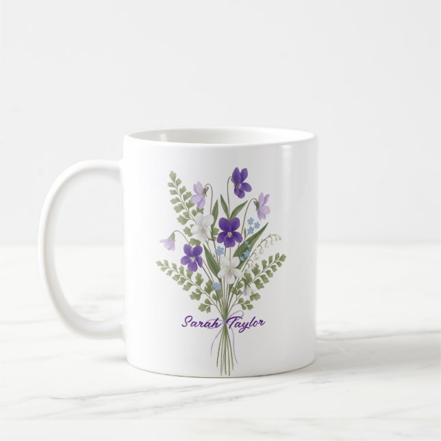 Café Taza Personalizada de Flor de Nacimiento de Acuare (Izquierda)