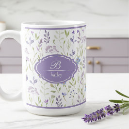 Café Taza personalizada de flores silvestres moradas