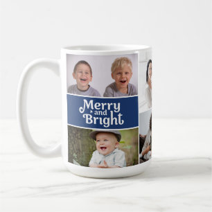 Café Taza personalizada de fotos navideñas 'Alegre y Br