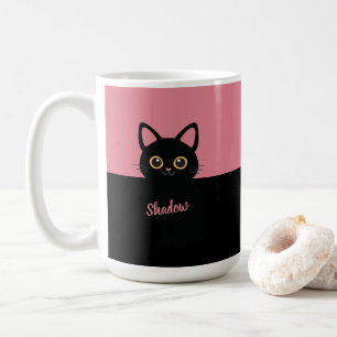 Café Taza personalizada de gato negro - Regalo para ama