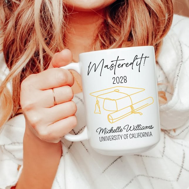 Café Taza Personalizada de Graduación de Máster como Re (Personalized Graduate Mug Gift for Niece or Friend, Custom Master’s Graduation Mug Gift for Her)