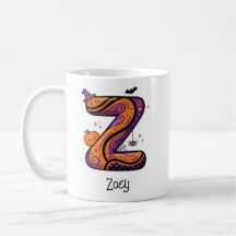 Taza personalizada de Halloween con inicial Z y no