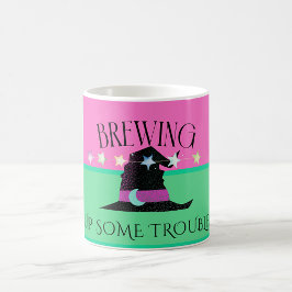 Café Taza personalizada de Halloween rosa y verde para
