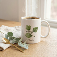 Taza personalizada de hoja de parra con acuarela d