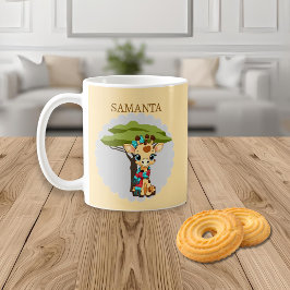 Café Taza personalizada de jirafa en la sabana