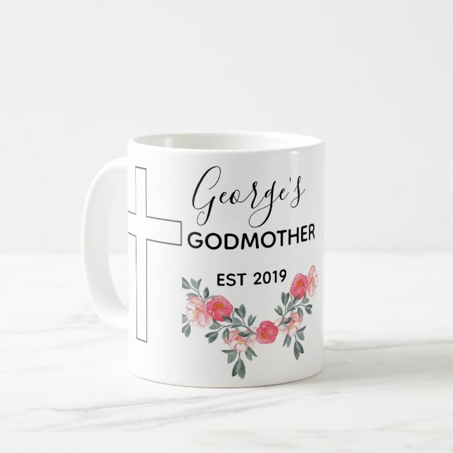 Café Taza personalizada de la madrina (Anverso izquierdo)
