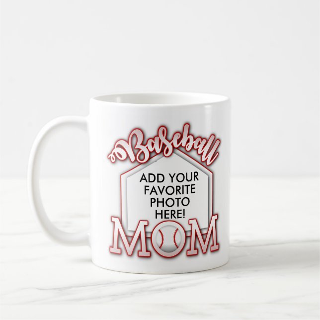 Café Taza personalizada de la mamá del béisbol (Izquierda)