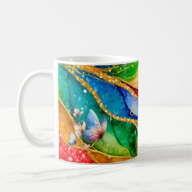 Café Taza personalizada de la mariposa mística (Izquierda)