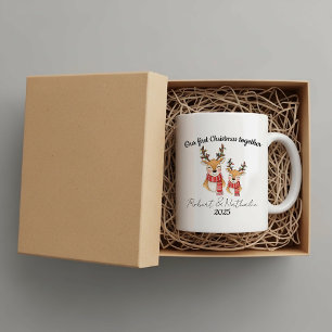 Café Taza personalizada de la primera Navidad juntos re