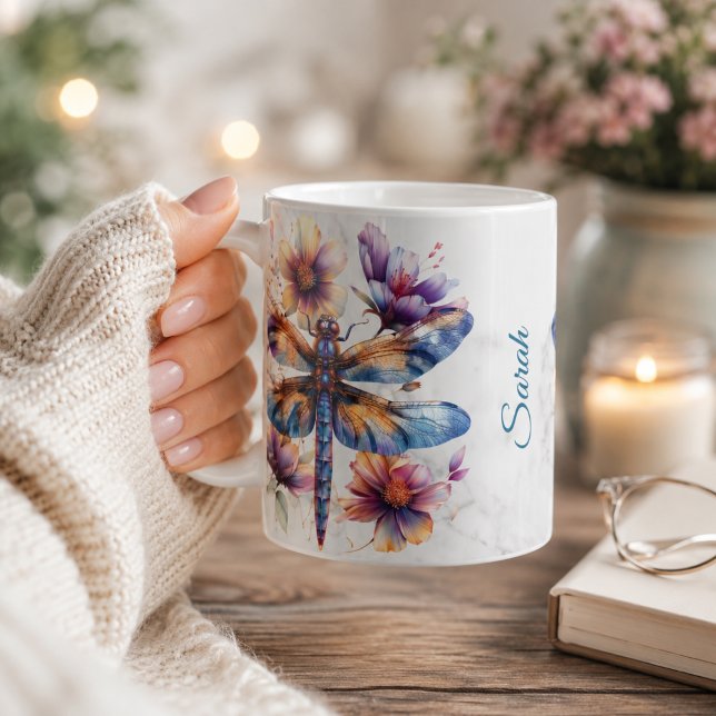 Café Taza personalizada de libélula con acuarela (Subido por el creador)