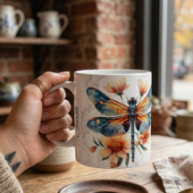 Taza personalizada de libélula con acuarela
