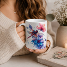 Taza personalizada de libélula con acuarela