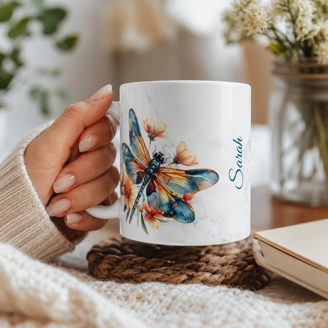 Café Taza personalizada de libélula con acuarela (Subido por el creador)