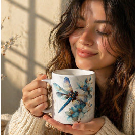 Café Taza personalizada de libélula con acuarela