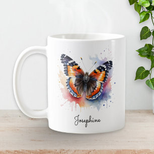 Café Taza personalizada de mariposa Almirante Rojo con