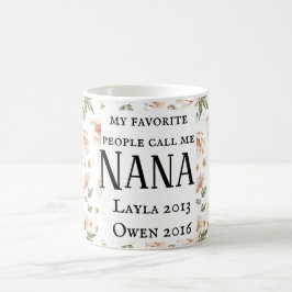 Café taza personalizada de Nana con los nombres