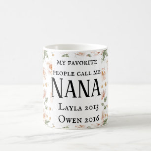 Café taza personalizada de Nana con los nombres