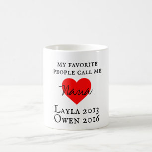Café taza personalizada de Nana con nombres