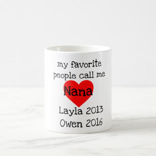 Café taza personalizada de Nana con nombres