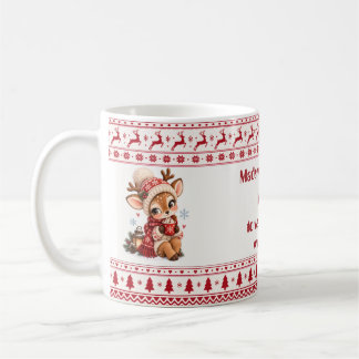 Café Taza Personalizada de Navidad Reno Ciervo