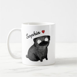Café Taza personalizada de Pug, taza con nombre persona