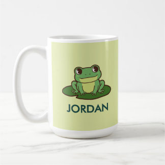 Café Taza personalizada de rana verde linda