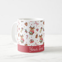 Taza Personalizada de Reno de Navidad Adorable