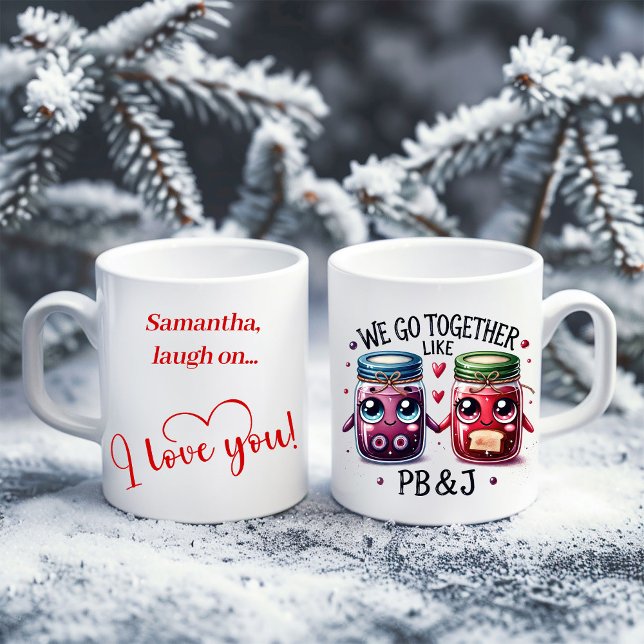 Café Taza personalizada de San Valentín con comida dive (Custom Name Valentine Mug Funny Food for Him)